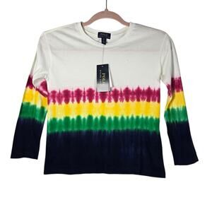 Polo Ralph Lauren Shirt Girls Small 7 White Tie Dye Long Sleeve Cotton Crewneck